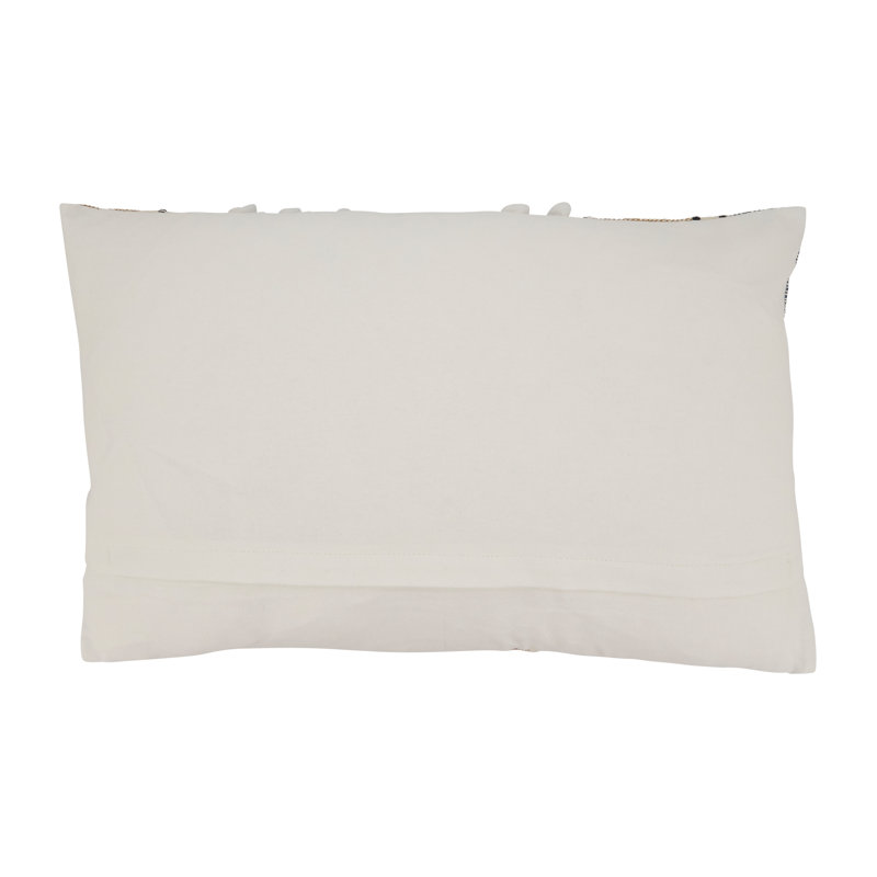 Beige and Blue Textured Woven Striped Cotton Throw Pillow Cover