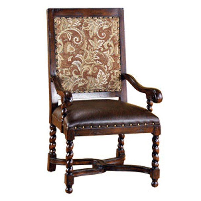 Fauteuil Bella Bobbin Twister Chairs, Mélange de polyester brun floral / similicuir, Oui, Brun foncé