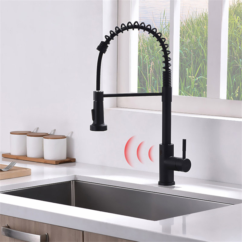 Robinet de cuisine sans contact, robinet de cuisine intelligent automatique mains libres, robinet de cuisine intelligent noir