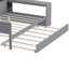 Lit de jour double en bois avec tablettes de rangement, lit multifonctionnel avec lit gigogne simple et bureau d'étude, gris-266158557-266158559