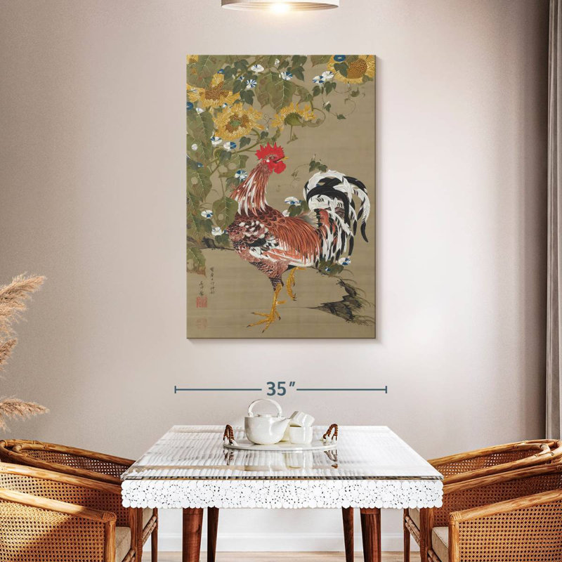 Brampt coq et tournesols, H 48 po x l 32 po