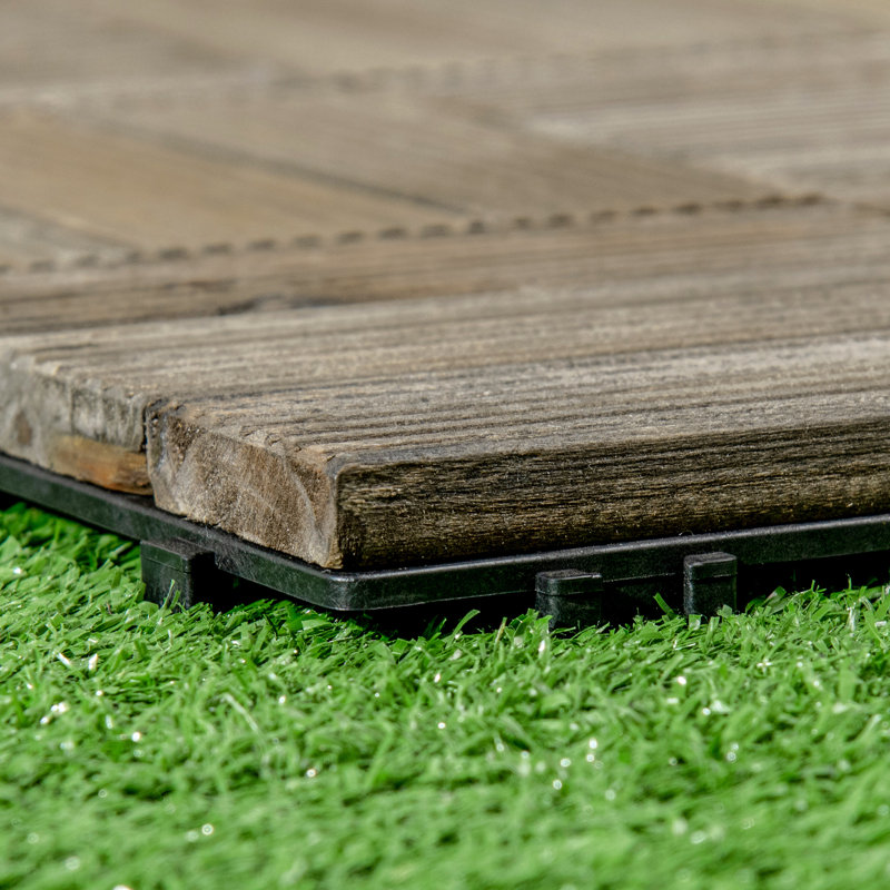 Adarien 27 Pcs Wooden Decking Tiles, 30x30cm Decking Boards, Grey