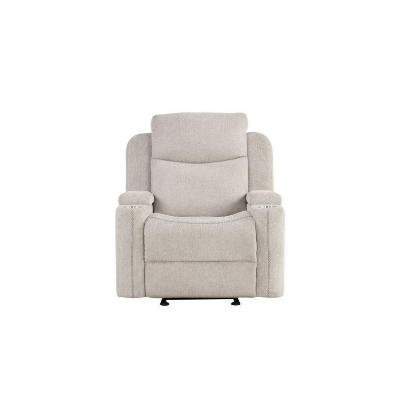 Galya Light Gray Chenille Motion Glider Recliner