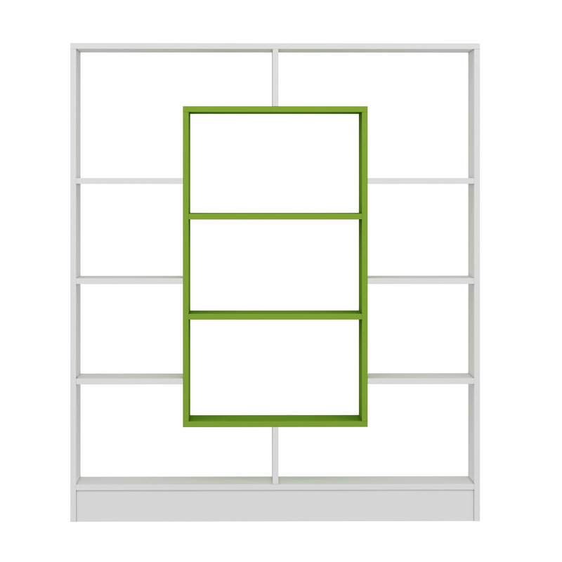 Cilegon 141.8cm H x 130cm W Bookcase, White/Green