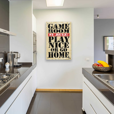 «Game Room # 1 Rules» par Misty Michelle, art mural en verre acrylique