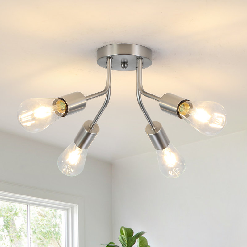 Fasnacht 4-Light 14.76" Sputnik Sphere Directional Spotlight Industrial Vintage Linear Light, Nickel