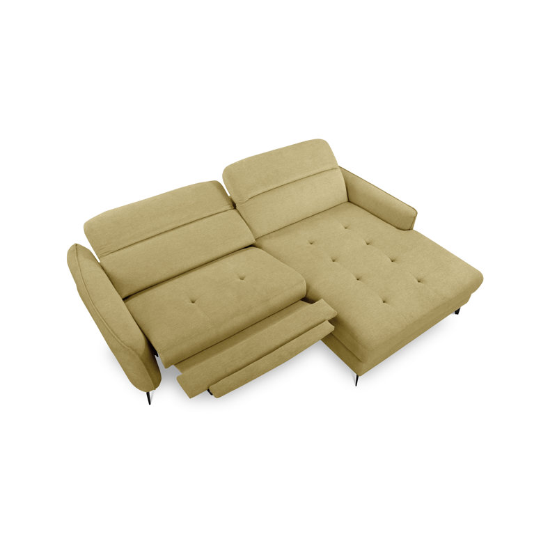 Morpeth Power Reclining Upholstered Corner Sofa in Chenille Fabric with Adjustable Headrests, Light Green, Right Hand Facing