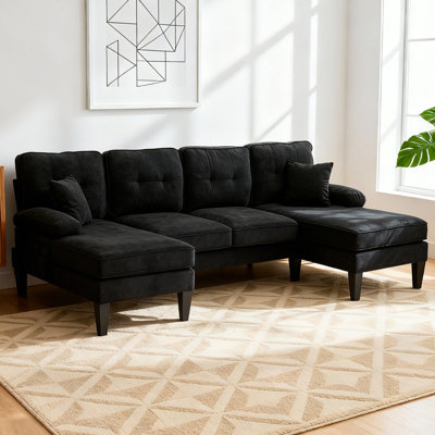 U-shaped Sectional Sofa,sectional Couches With Double Chaise,linen Fabric Couch For Living Room