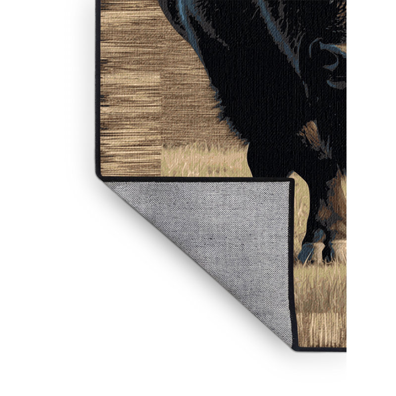 Washable American Bison Wildlife Area Rug, Rectangle 7' x 10'
