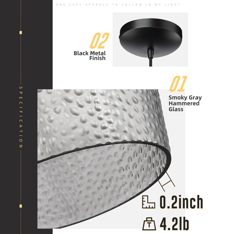 Luminaire suspendu simple à 1 lumière Weisend, Noir mat