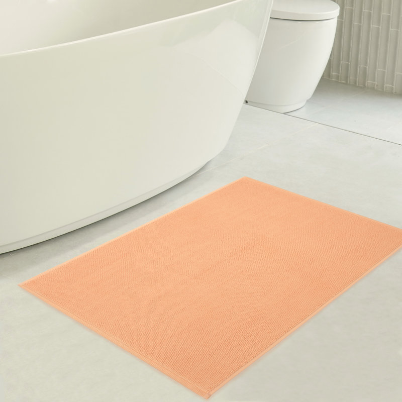 Chemung 100% Cotton Non-Slip Bath Rug, 24" L x 17" W, Malibu Peach