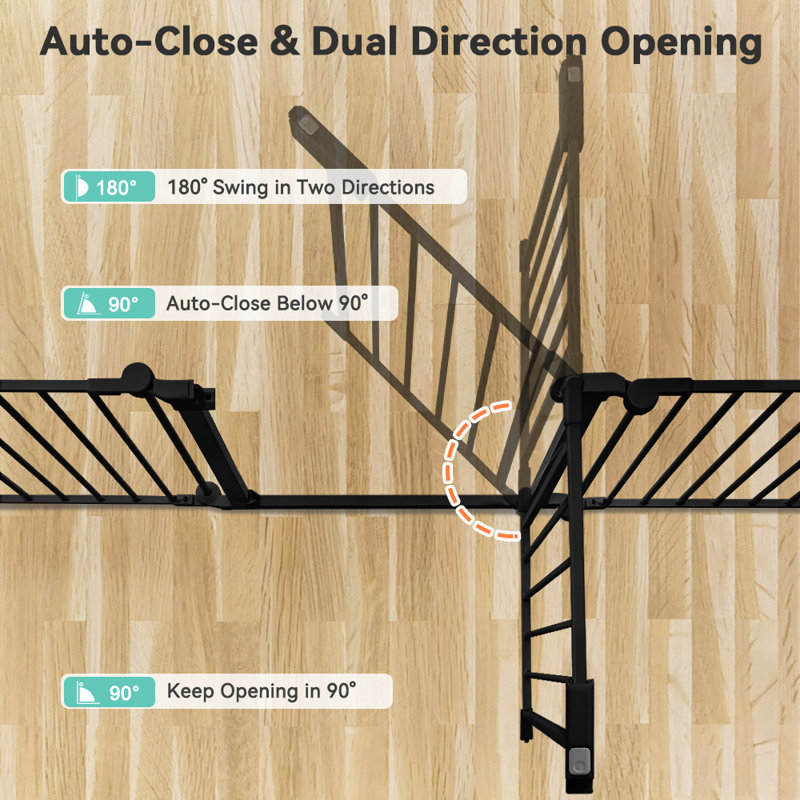 Black Metal 30" Tall Swinging Baby and Pet Gate with Latch