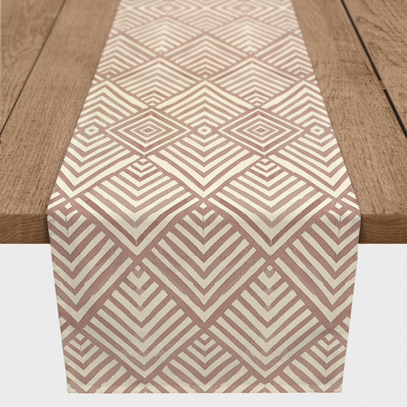 Raycine Rectangular Geometric Table Runner, 72" x 16", Blush