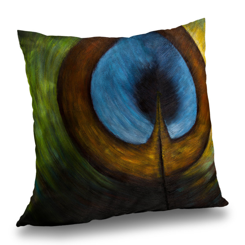 Peacock Feather Center - Exotic – Throw Pillow Cover Only, Double-Sided Print, Insert Not Included