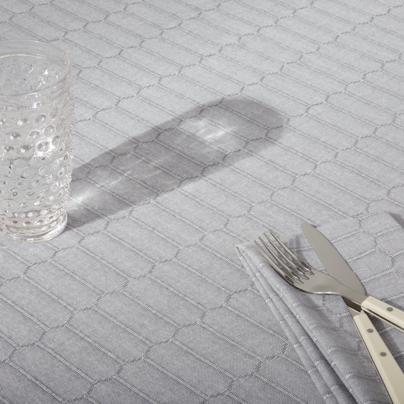 Martha Stewart Honeycomb Modern Farmhouse Tablecloth, 84" x 60", Charcoal Grey