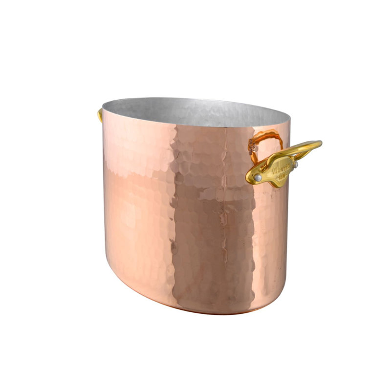 Mauviel M'30 Oval Hammered Copper Champagne Bucket With Brass Handles