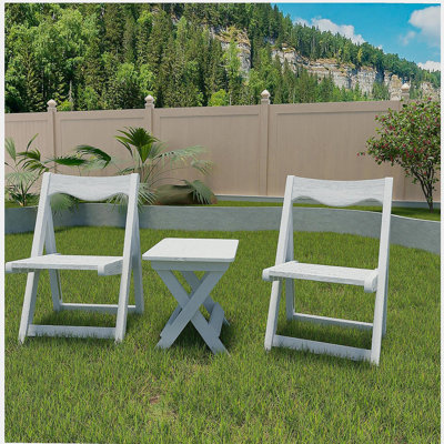 Ensemble de petites tables pliantes et chaises rectangulaires HiPS avec 2 chaises blanches