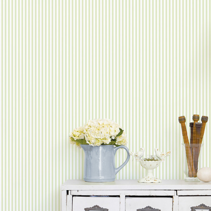 Brent 10cm x 53cm Matte Wallpaper Roll, Green/White
