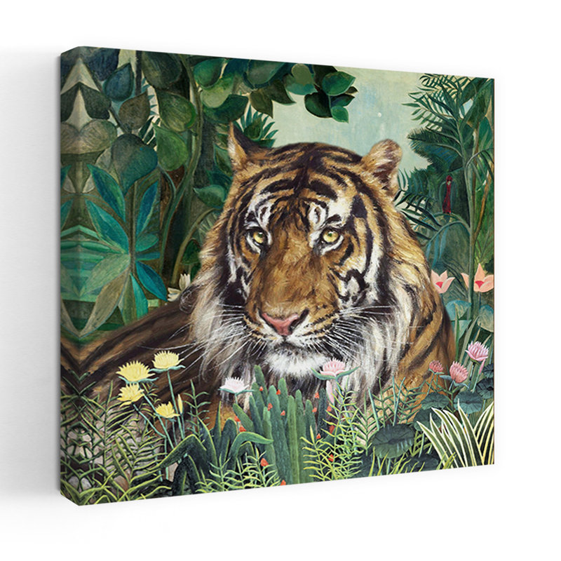 Art contemporain contemporain tigre abstrait, H 18 po x l 18 po