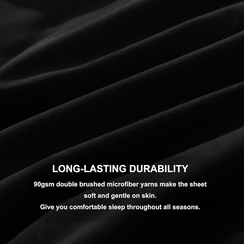 Cadan Microfiber 30cm Fitted Sheet, Black, Super King (6')
