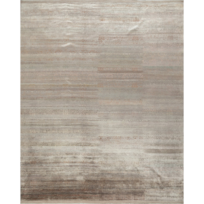 Tapis argenté et chameau noué à la main de haute qualité, Rectangle 144 po x 108 po