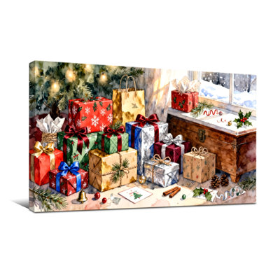 Scène de fenêtre de Noël sous les arbres