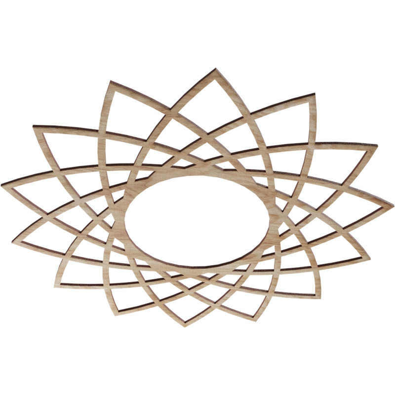 Médaillon de plafond percé en bois de bouleau Eleanor 32 po x P 12 po x P 12 po x P 1/4 po, H 28 po x l 28 po x P 0,25 po