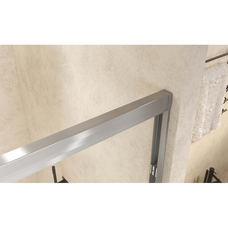 Tempered Glass With Explosion Proof Film,Aluminum Frame Double Sliding Shower Door,Stainless Steel Handle, Silver