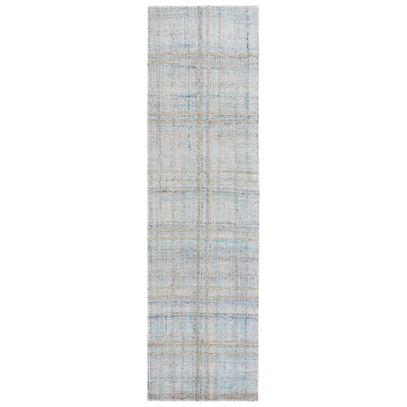 Tapis abstrait 155 en bleu / gris, Tapis de couloir 2 pi 3 po x 8 pi