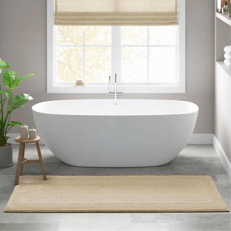 1 PCS 100% Cotton Tufted 3000 GSM Reversible Bath Rug Natural, Rectangle 1'5" x 2'