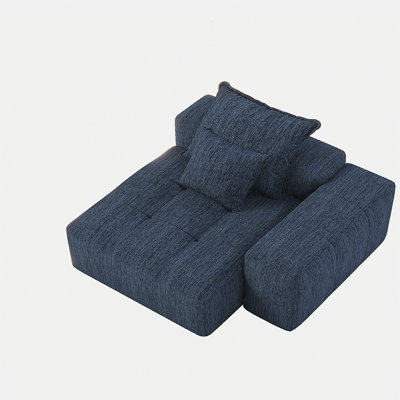 Modern extra-large modular sofa, shimmering Chenille fabric cushion sofa with two pillows, DIY integrated plush sofa, no assembly required