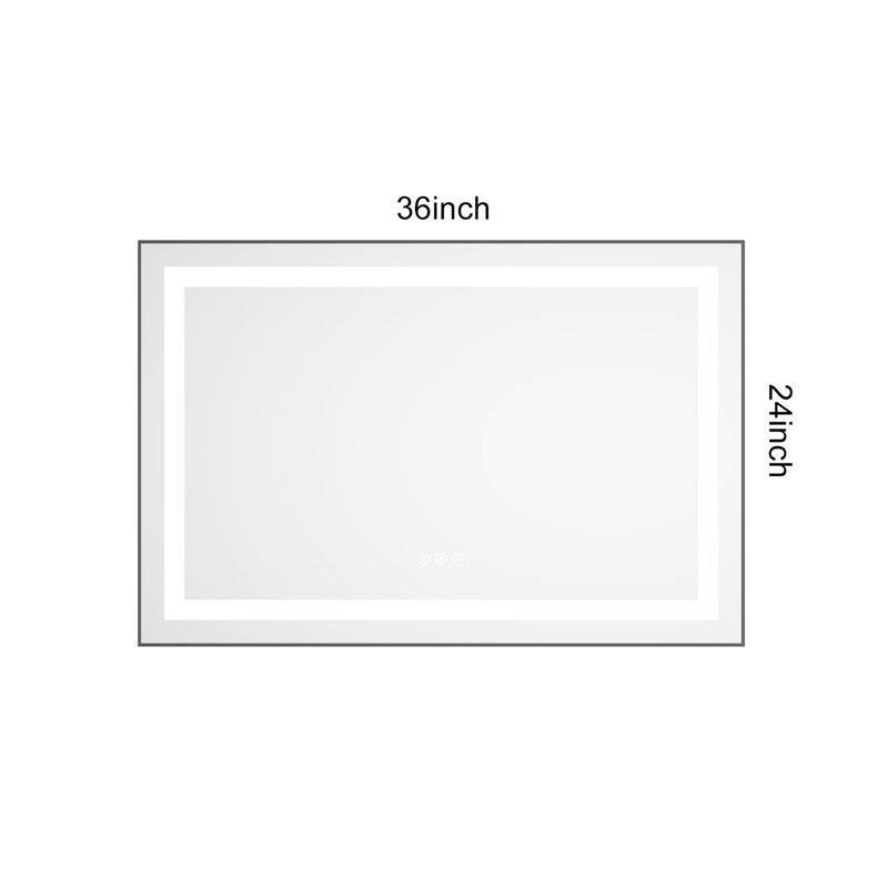 Miroir de salle de bain DEL 91 x 61 cm avec cadre en aluminium, 3 températures de couleur, effet brume, mémoire, intensité lumineuse réglable en continu, ambiance lumineuse améliorée, fixation murale, couleur cendré pour la décoration
