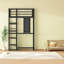 Lit mezzanine en métal peu encombrant, design moderne noir, avec bureau et rangement