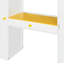 Lit mezzanine double avec escalier de rangement, coiffeuse intégrée avec miroir et tiroir, garde-robe et armoires, ports et lumières de charge USB, blanc et jaune-702913478