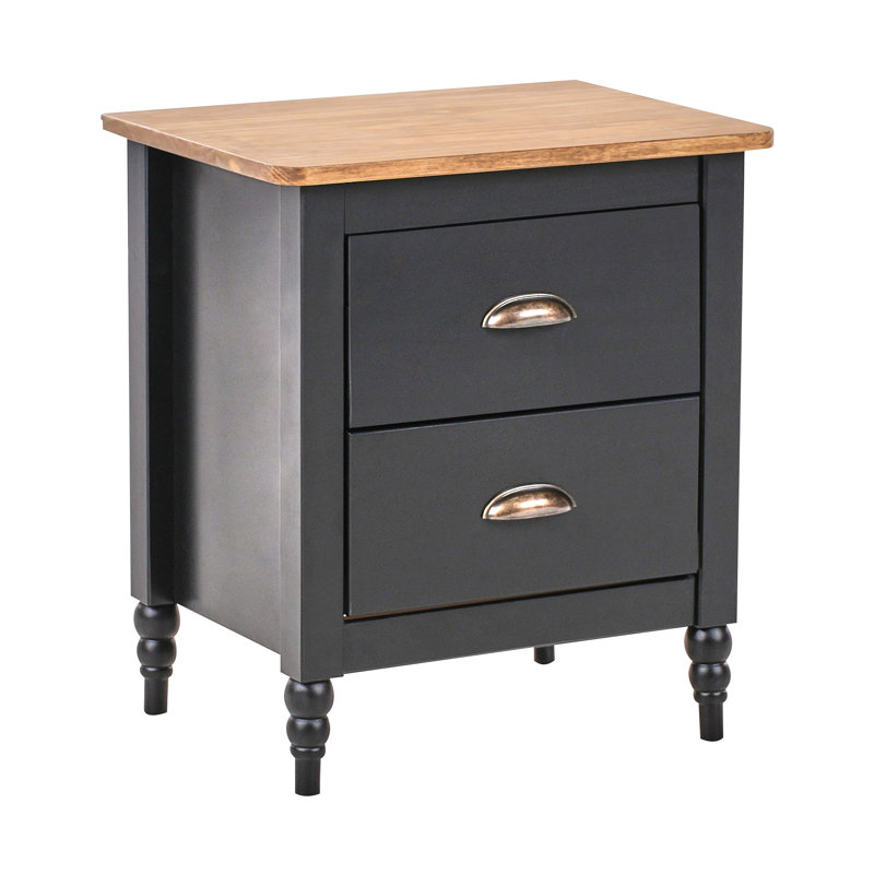 Cimino 46cm W Solid Wood Bedside Table, Brown/Black