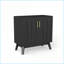 Cabinets, buffet cannelé moderne Mid-Century avec tablettes réglables Trou de sortie, brun noyer | Bois massif et panneau de fibres à densité moyenne | Moderne