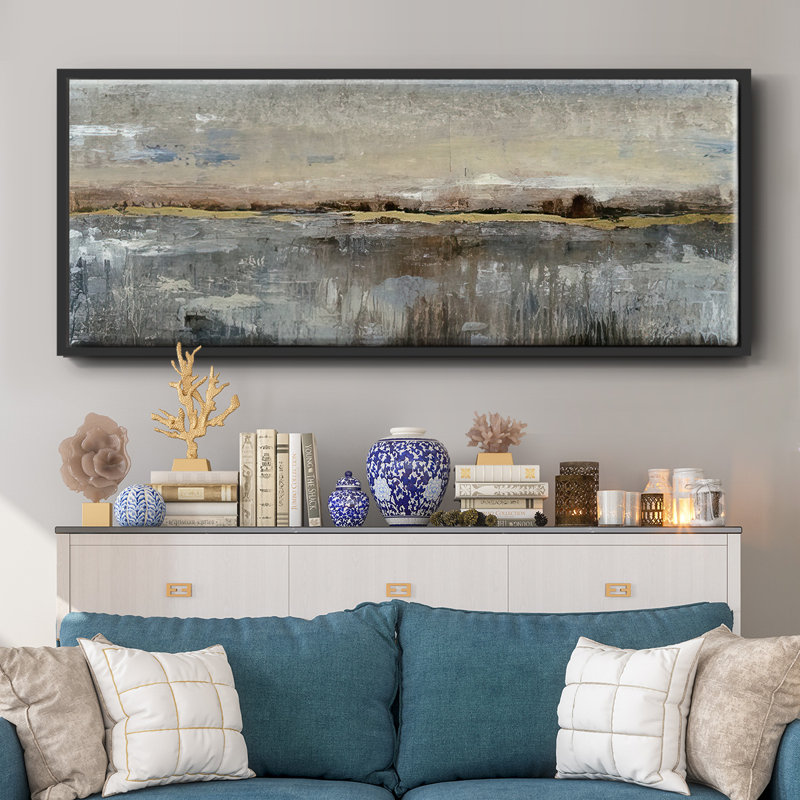Abstract Marsh- Framed Canvas, 20" H x 50" W