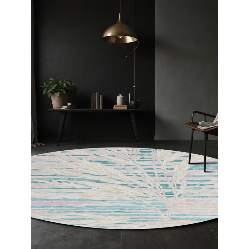 Tapis gris soyeux et moelleux, Rond 5 pi