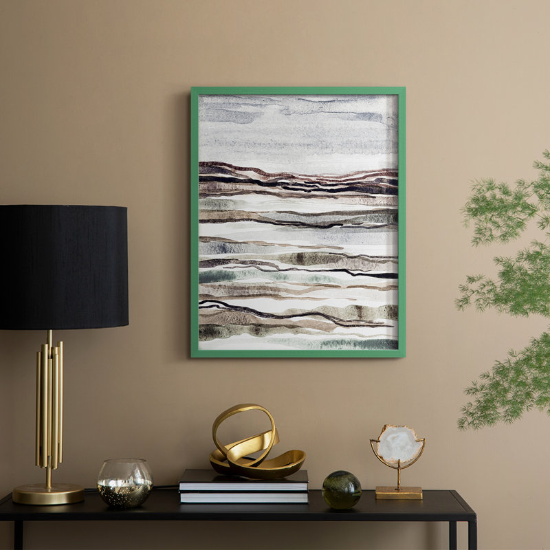 «Mute Earth Layers I», reproduction encadrée - bois massif, H 15 po x l 12 po, Vert