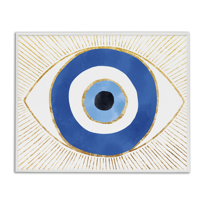 «Evil Eye Shape» rayé, symbole de Mati, estampe numérique texturée encadrée par Ziwei Li_aq-546, H 16 po x l 20 po x P 1,5 po