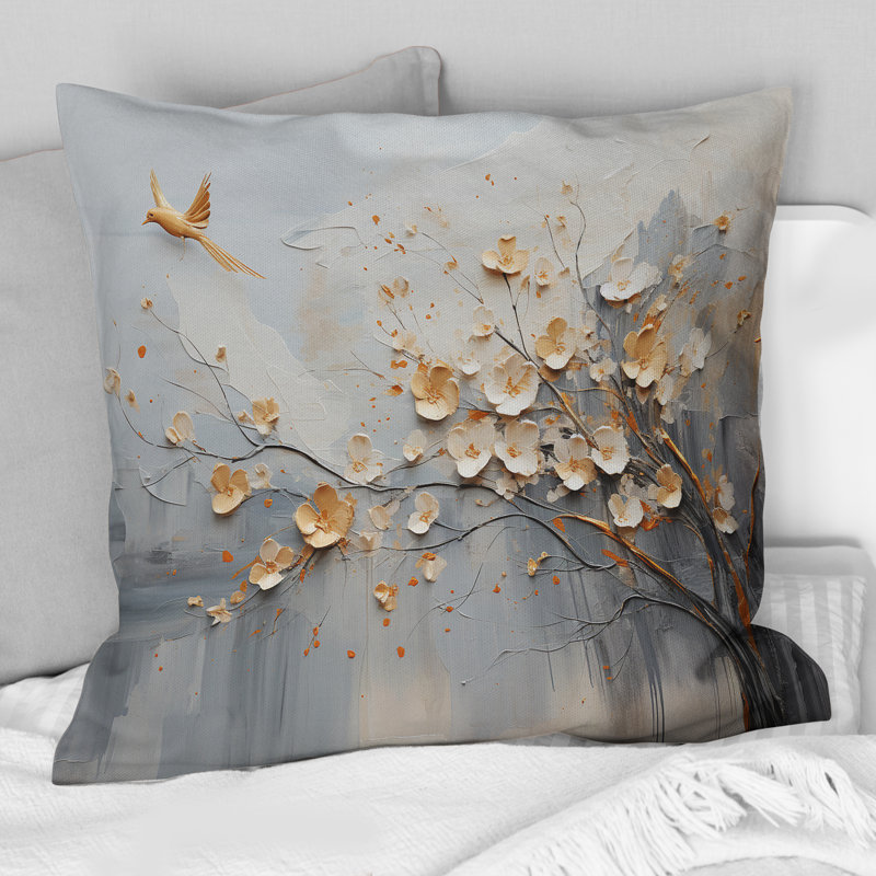 Coussin décoratif à imprimé de formes abstraites Japon et beige, Japon