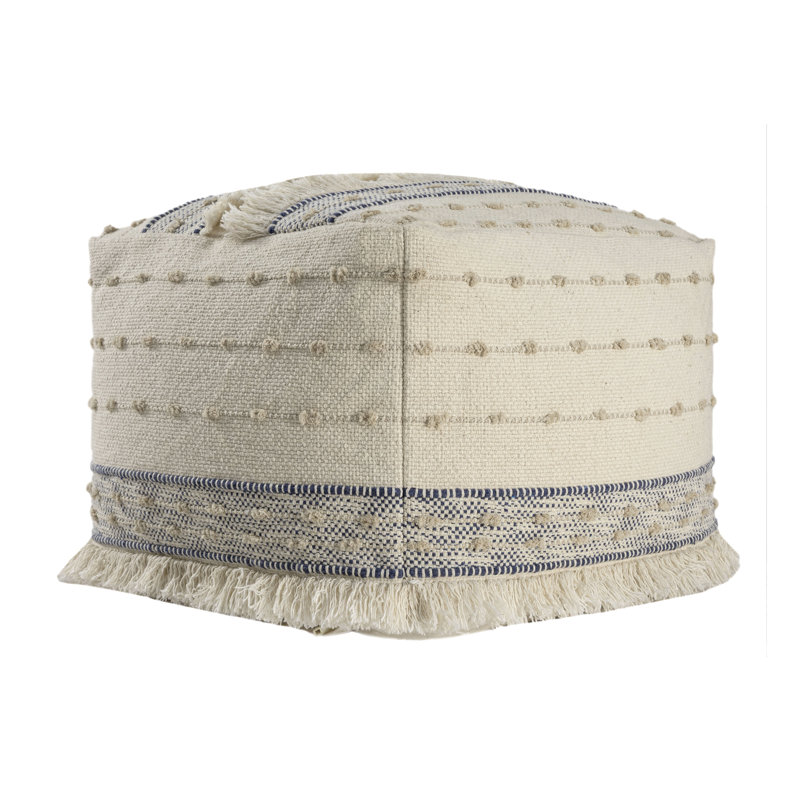 Petit repose-pieds carré en coton Mcginty, bleu marine / beige, Navy