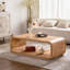 Table basse moderne en bois clair incurvé moderne avec cadre ouvert et rangement ouvert pour les salons contemporains