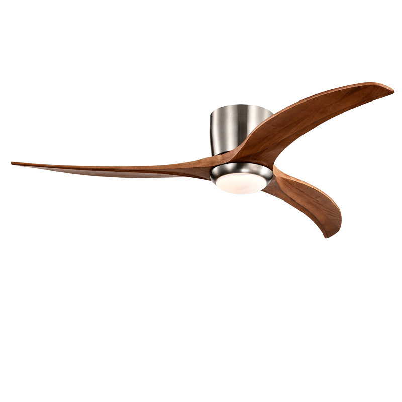 Ventilateur encastré, ventilateur de plafond à 3 pales en bois massif avec lumières à télécommande, moteur à courant continu silencieux, ventilateur de plafond réversible à 6 vitesses