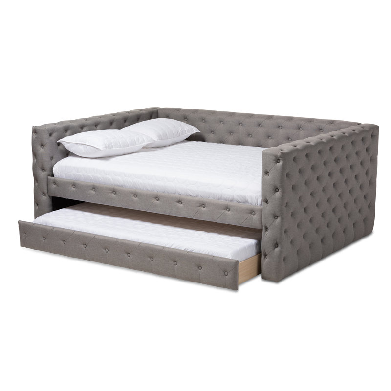 Lit de jour Tangier, Gris, Grand, Lit gigogne inclus
