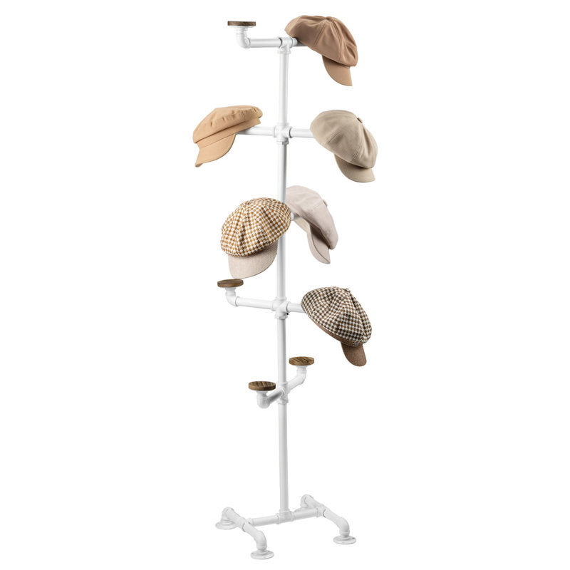 Iron Freestanding 10 - Hook Coat Rack, White