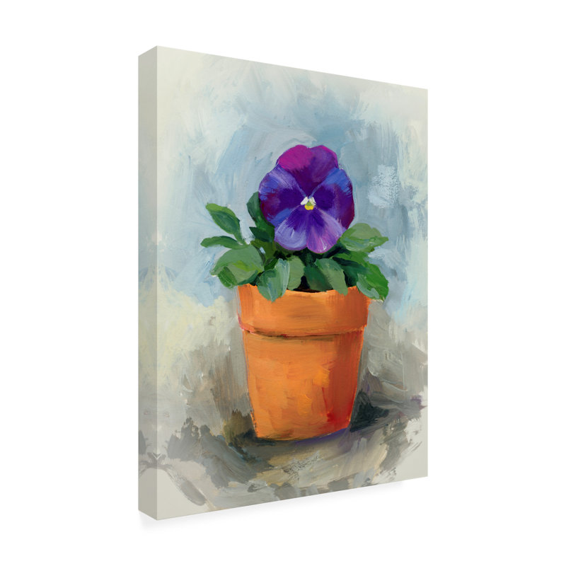 Art mural sur toile tendue - "Pots Pansy Study I" de Victoria Barnes pour décoration de salon, de chambre à coucher ou de bureau - 24 x 32