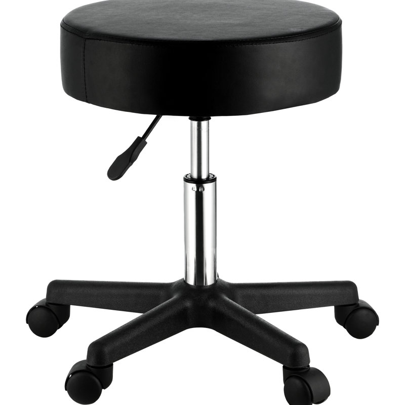 Tabourets roulants avec roues Capacité de poids de 400 lb Tabouret pivotant ultra-épais à hauteur réglable pour salon de bar Bureau à domicile Tatoo Massage médical noir agrandie épaissie 15,7 po de hauteur