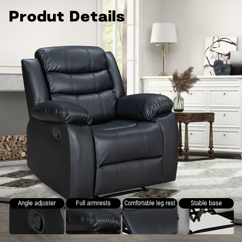 Ensemble de fauteuils inclinables en cuir Lacreta Humes Air, Noir