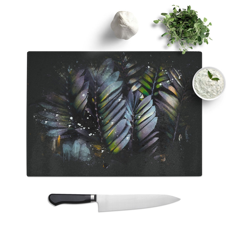 Tempered Glass Plant Leaves Chopping Board, 20 cm x 28.5 cm